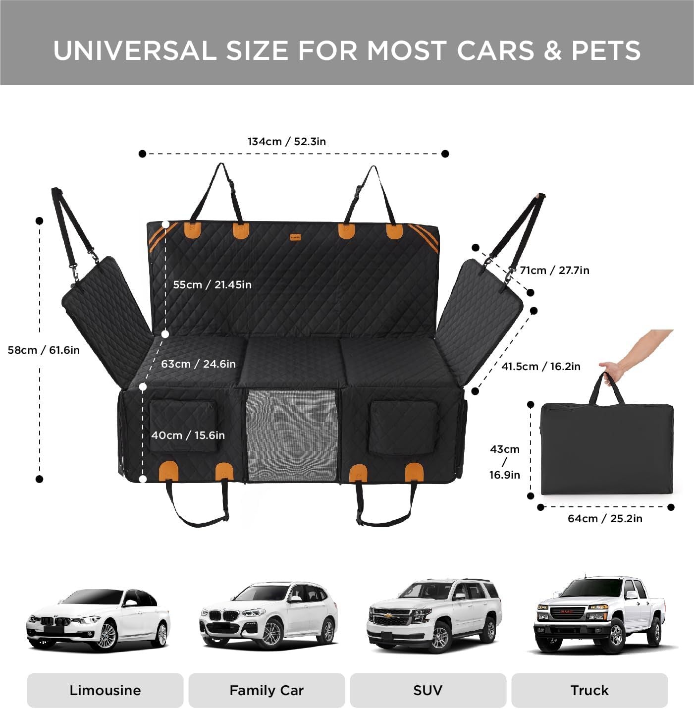 Premium Hard Bottom Dog Car Backseat Cover